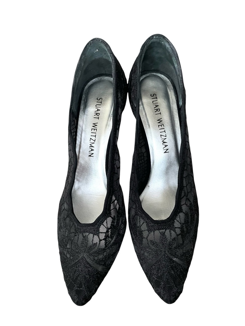 Stuart Weitzman Black Lace Pointed Toe Pumps Size 7